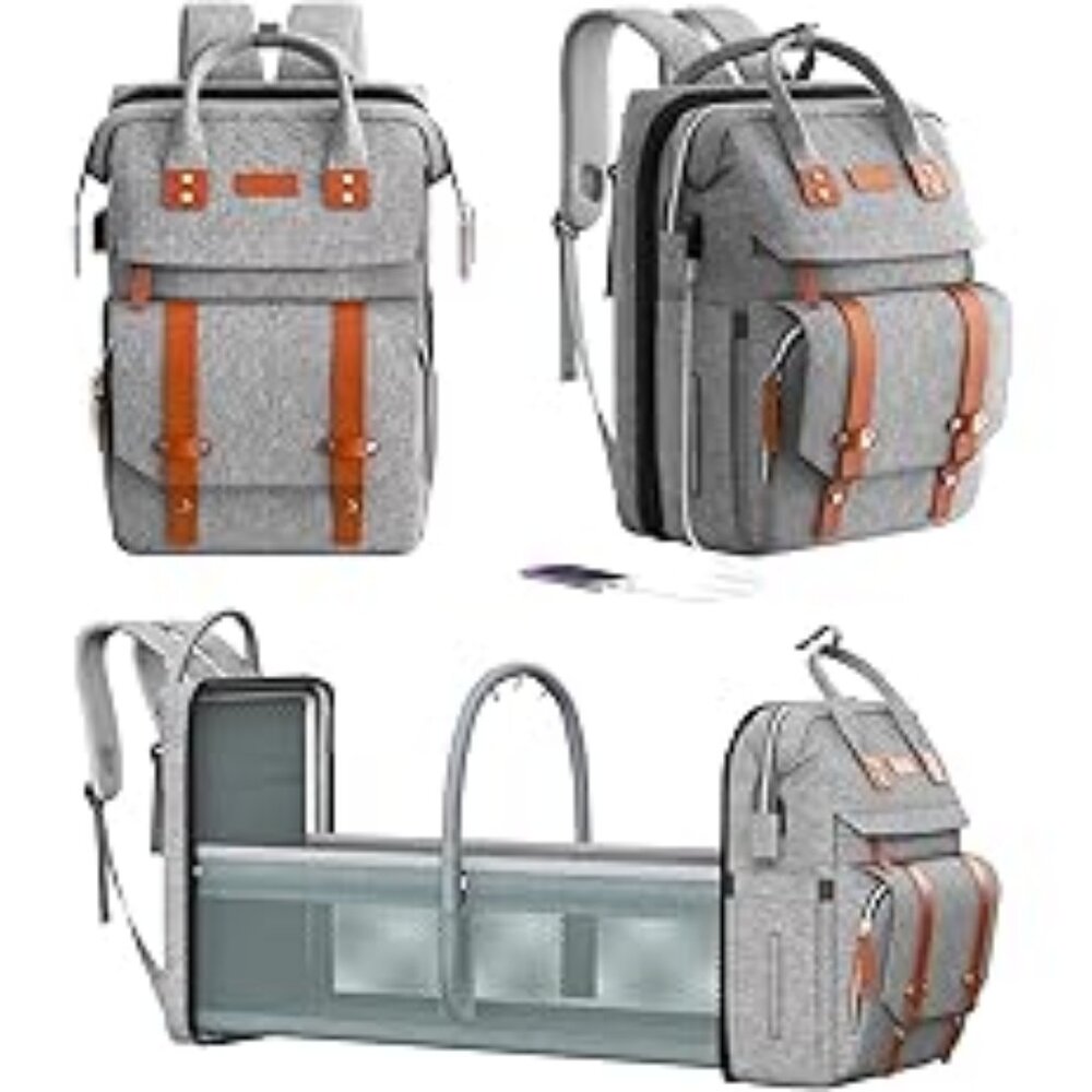 Diaper Bag Backpack with Changing Station, Multifunctional Gray